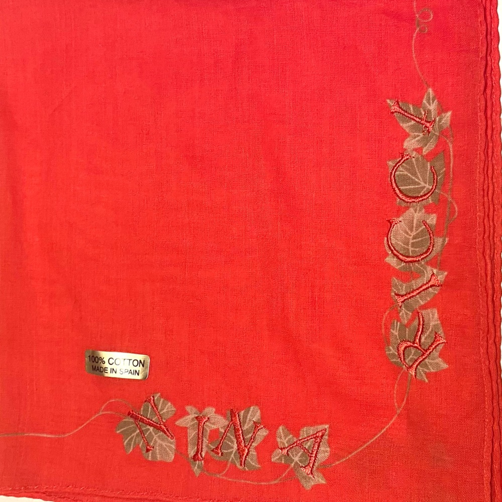 NEW Nina Ricci handkerchief red leaf motif